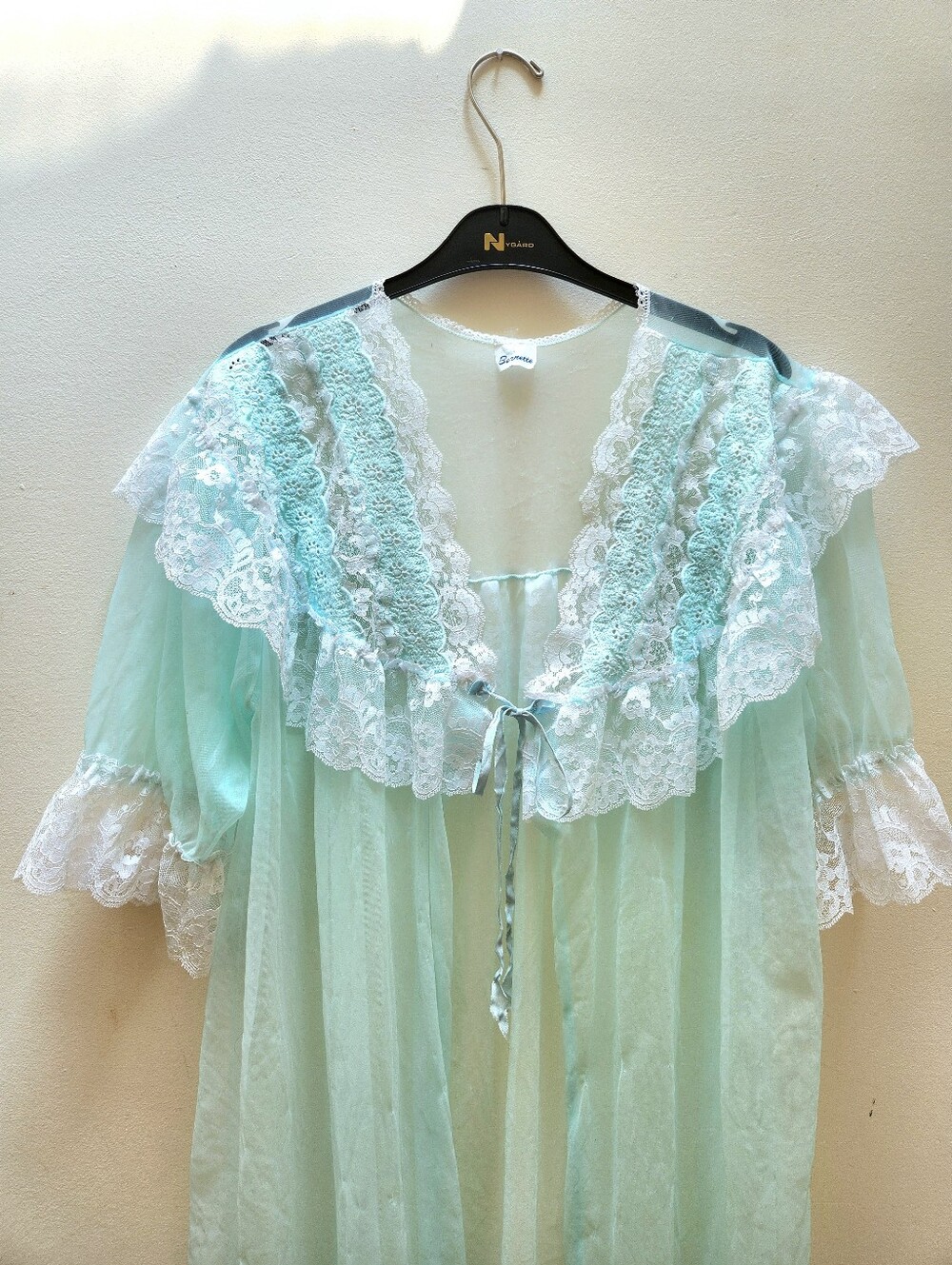 Vintage Lingerie Blue Coat Robe Cardigan size XL